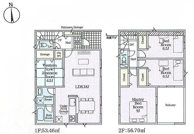 (1号棟)、4LDK、土地面積130.48m2、建物面積100.44m2
