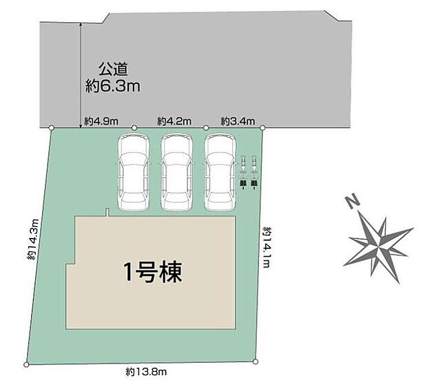 閑静な住宅地☆お車は3台駐車可能です♪小学校まで徒歩12分と近くお子様の通学も安心◎