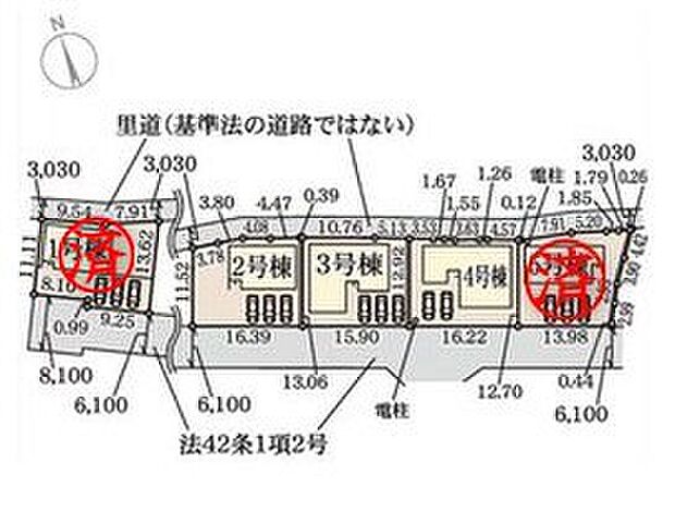 【区画図】
全５棟！平屋も♪近鉄田原本線「箸尾」駅まで徒歩１４分♪
カースペース2～3台分ございますので、家族分の自転車を駐輪したり、来客用の駐車スペースとしてもお使いいただけます♪