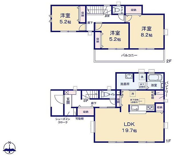 (1号棟)、3LDK、土地面積130.83m2、建物面積102.26m2
