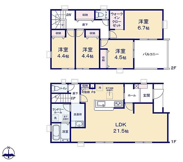 (２号棟)、4LDK、土地面積173.43m2、建物面積113.44m2