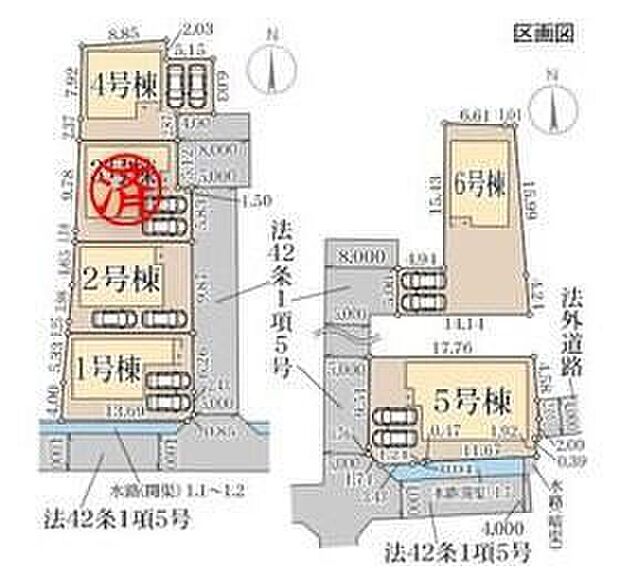 ≪全体区画図≫JR関西本線「郡山」駅徒歩5分 全6棟販売♪同世代が集まりやすく、ご家族同士の交流もしやすいコミュニティタウン♪