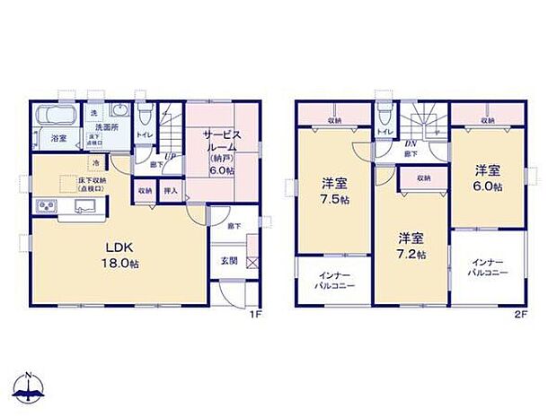 (1号棟)、3LDK+S、土地面積133.28m2、建物面積117.58m2