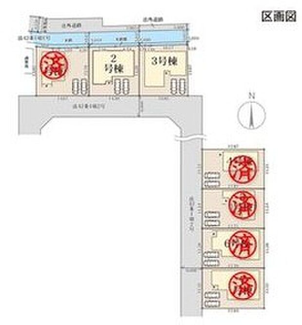 【全体区画図】分譲地にはお子様のいるご家庭も多く、見守りながら子育て出来る環境です。
全棟2台駐車可能なカースペース付き☆