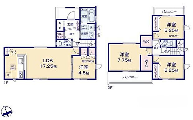 【4LDK】●インテリアプランが考えやすいワイドなリビング♪
●リビングと隣4.5帖の間の引き戸を開ければ20帖超えの大空間♪
●WIC・SICやパントリーなど、大型収納でお部屋をスッキリ♪
●2つのバルコニー♪