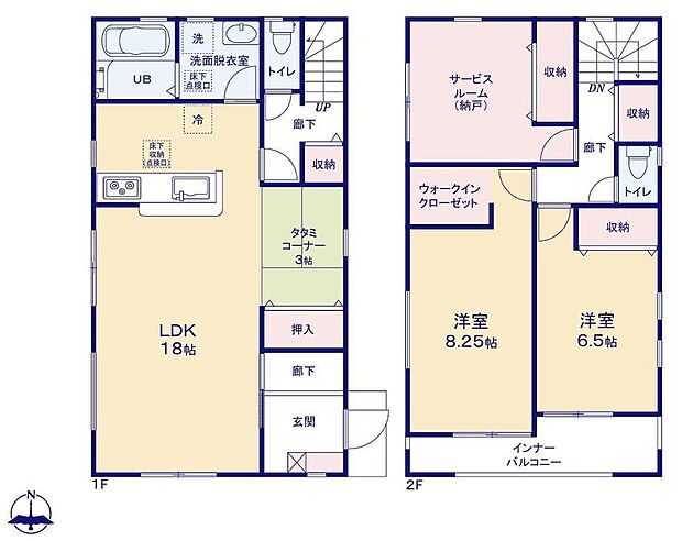 【2LDK+S】カウンターキッチン♪ＬＤＫに「たたみコーナー」♪水回り集中のうれしい家事動線♪
2階の窓付き・収納付きのストレージルームは、居室としてもお使いいただけます♪全居室収納♪インナーバルコニー♪