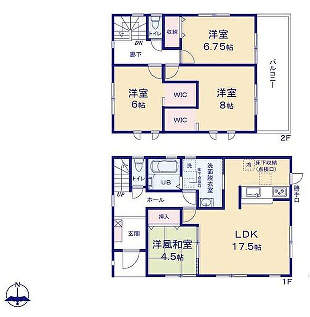 【4LDK】◇隣り合う「和室」を開放すれば、ひときわ広々とした空間になるLDK♪
◇2階2居室に、収納力豊富なWICを設置♪すっきり収納で、お部屋を広くお使いいただけます♪
◇広々バルコニー付き♪