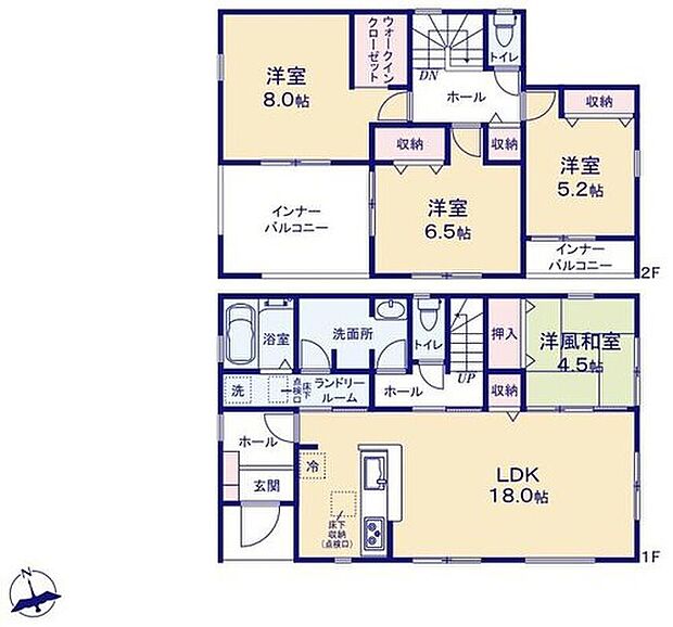 【4LDK】◇リビング隣には日当たり良好の和室付きです♪間仕切りを開ければリビングと繋がり開放感が出ます♪
◇主寝室にWIC、リビングにも収納付き♪
◇ひろびろ南側のインナーバルコニー♪お洗濯物もたくさん干せます♪