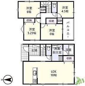 ◇18帖LDKの対面式キッチンプランです♪◇水回りが集中しており、移動がスムーズです♪◇全居室収納付き♪◇浴室乾燥機・ガス乾燥機「乾太くん」標準仕様♪ 