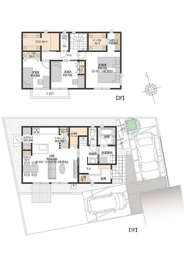 【3LDK】LDKの一角にワークスペースがございます。リモートワークやお子さんの学習スペースなど、様々な用途に活用いただけます。暮らしやすさと機能性を両立した間取りです。