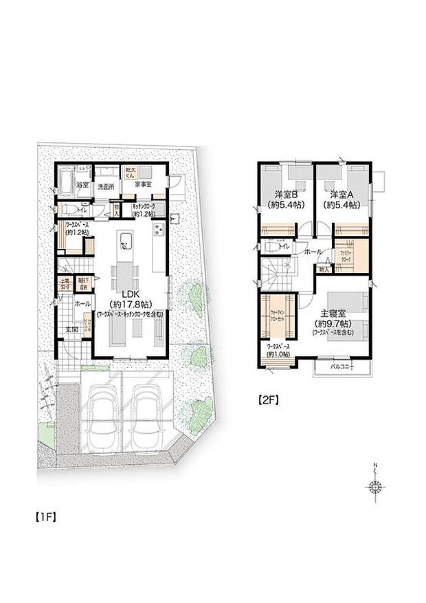 【3LDK】11号地のLDKは約17.8帖です。前面道路は5mほどあるので、スムーズに駐車ができて安心です。バイク、自転車も駐輪できます。