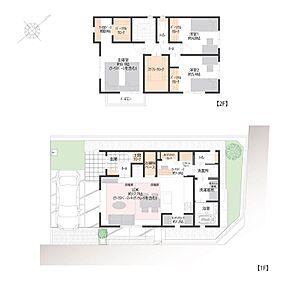 約17.7帖のLDK。LDには床暖房が備えられています。ファミリークローク、パーソナルクローク、土間クロークなどの収納があります。1台駐車可能（車種による） 