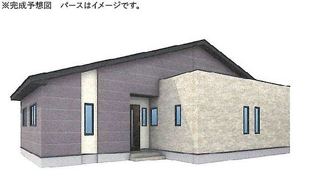 【4号棟外観予想パース】南面に大きな敷地があります。