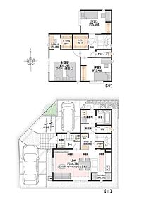 南向きリビングに、使い勝手の良いセパレートキッチンと約1.2帖のキッチンクロークを配置。1階におでかけクロークとコントロールクローク、2階にファミリークロークを備えた収納充実の間取りです。 