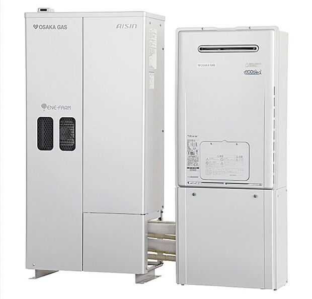 【発電・温水設備】■エネファーム　レジリエンス機能搭載で災害時も安心です。停電時も最大700Wまで電力を使えます。また、発電時に発生した熱を利用してお湯をつくるので、効率的にエネルギーを活用することができます。