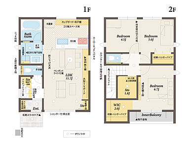 階段周りにも収納スペースを確保したつくりになっています。階段下引き出しや、変形ドアは製作品です！無駄のない収納計画が毎日を快適にしてくれます 