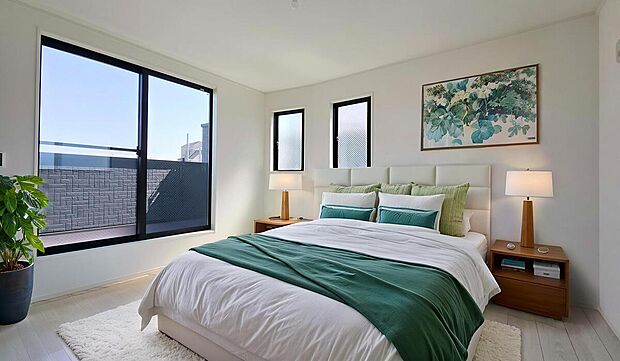 開放感のある立地！2LDKの間取りプラン！食洗機や浴室換気乾燥機など設備仕様が充実！
※CG加工で家具を設置しております