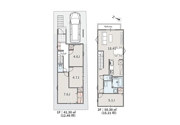 【２号区参考間取りプラン】
都市の便利さと、落ち着いた暮らしを両立しやすい住環境！