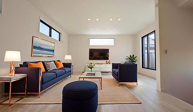 【リビング】リビングには床暖房を完備!※CG加工で家具を設置しております