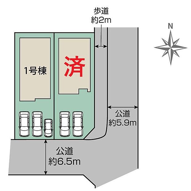 駐車３台可能です♪
１号棟　３，８８０万円
２号棟　ご成約済み