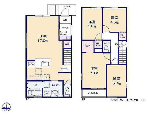 (１号棟)、価格3399万円、4LDK、土地面積100m2、建物面積93.15m2