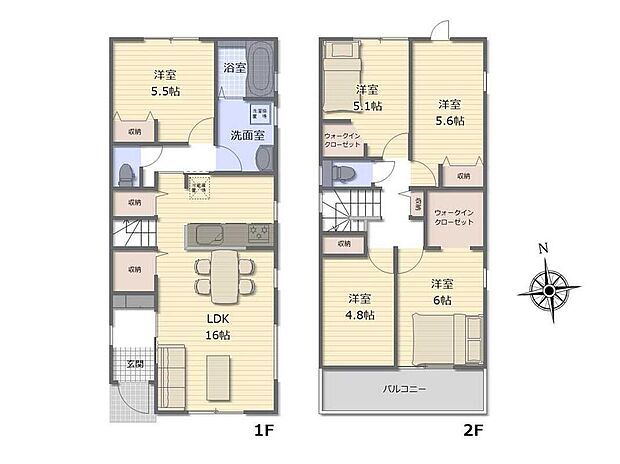 (2号棟)、価格3580万円、5LDK、土地面積167.46m2、建物面積105.79m2