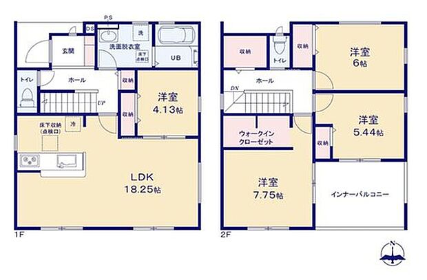 【4LDK】対面式キッチン仕様の約18.25帖リビング♪
リビングに隣接した洋室はお子様のお昼寝場所にも◎♪
WICがあり各居室に収納完備でお部屋も片付けやすいです♪
雨の日も安心のインナーバルコニー仕様♪