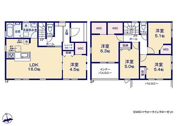 【5LDK】対面式キッチン仕様の約１６帖リビング♪
リビングに隣接した洋室はお子様のお昼寝場所にも◎♪
SICやWICがあり、各４居室にも収納スペース完備♪
日当たり良好な南側バルコニーが２面ございます♪