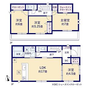全居室南向きの明るいお住まいです♪バルコニーへは3部屋から出入り可能なので洗濯動線もスムーズに◎玄関SICやWIC付きで収納設備も充実です！忙しい朝もスムーズな家事動線になる水回り集約設計☆ 