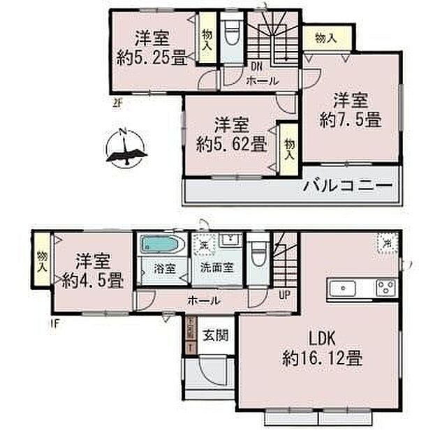 【4LDK】対面式キッチン仕様の約16.12帖リビング♪リビングから独立した洋室は客間としても最適♪各居室に収納スペース完備♪2部屋から出入りできる陽当り良好な南側バルコニー♪