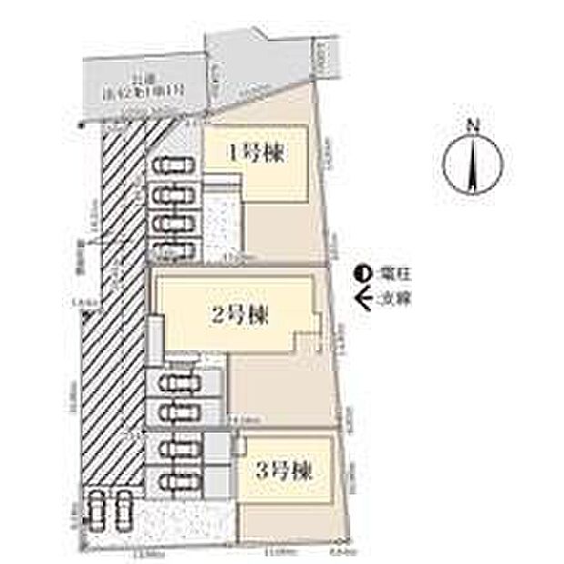 【全体区画図】広めの敷地♪
駐車２～4台可！
お客様がいらしても安心ですね♪