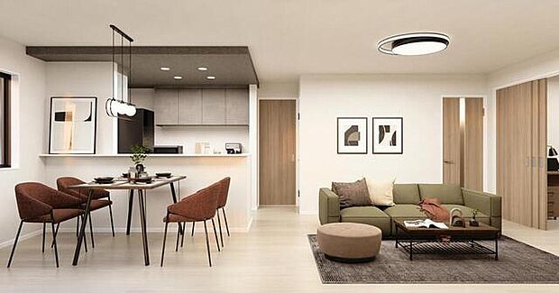 【完成予想図(内観)】現況の物件写真に、CG による画像処理を行っています。家具、家電、照明器具、小物、カーテン、その他のイメージはCG です。