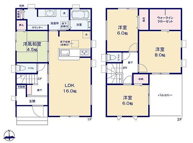 【4LDK】◇広々16帖のLDK！対面キッチンからはLDK全体を見渡せます♪
◇来客にもお子様の遊び部屋としても利用できる和室。
◇ルーフバルコニーは広々☆２部屋より出られて便利。