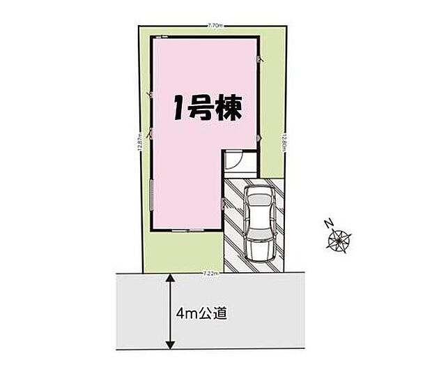 【全体区画図】前面の道路は車の往来が少ない道となっておりますので、小さなお子様のいるご家庭も安心です♪また、お車から玄関までの距離が近く、お買い物などで荷物が多くなった日の荷下ろしもらくらくです♪