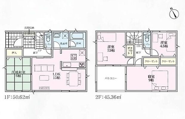【4LDK】キッチンからも見守りやすい洋風和室はお子様の遊び場にぴったり◎
主寝室はゆったり約9帖♪大きなベッドも置けます！
急な雨でも心配いらずのインナーバルコニー！洗濯物やお布団もたっぷり干せます♪