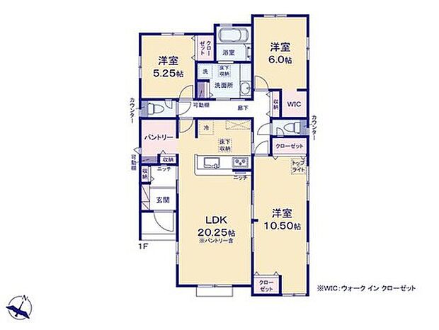 【3LDK】◇開放感抜群な平屋♪暮らしの同線が効率的に◎WIC完備！
◇将来の家族構成の変化に対応◎3ＬＤＫ→4ＬＤＫに変更可能です☆
◇LDKは広々20帖超☆対面式キッチン横には大容量パントリー付き♪