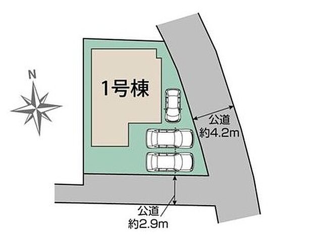 【全体区画図】道路2方向に面した開放的な南向き角地で陽当たり×風通良好◎
駐車スペースは最大3台可能で来客時も安心のゆとりある配置です☆(車種による)
国道17号・407号へのアクセスが良く、車での移動が便利な立地