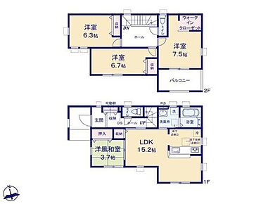 リビング横には多目的に利用できる和室を完備♪
対面式キッチンですので、会話を楽しめます☆
水回りも集中しているので、家事の動きがらくちんです♪
ワイドバルコニーは家族分の洗濯物もたっぷり干せます♪ 