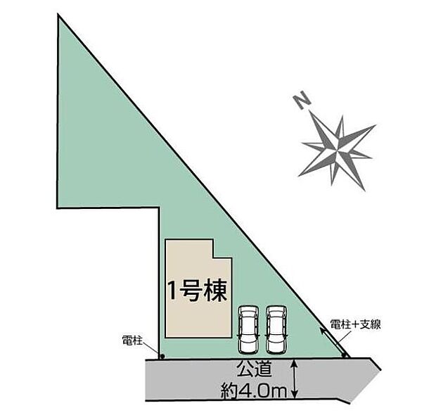 【全体区画図】陽当たり×風通良好◎土地面積100坪超！
駐車スペースは最大2台可能で来客時も安心のゆとりある配置です♪