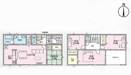 ◇LDK17帖！続き間に4.5帖の和室付き♪
◇家族のコミュニケーションを重視した対面式キッチン・リビングイン階段プラン♪
◇ワイドバルコニー付き☆お布団などもたっぷり干せてお洗濯も快適◎ 