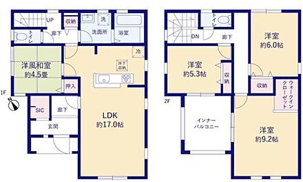 和のテイストも楽しめる畳の部屋4.5帖も配置♪
シューズインクロークやウォークインクローゼットも完備♪
雨の日も安心なインナーバルコニー☆ 