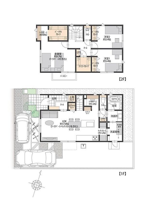 【3LDK】LDKの一角にワークスペースがございます。リモートワークやお子さんの学習スペースなど、様々な用途に活用いただけます。暮らしやすさと機能性を両立した間取りです。