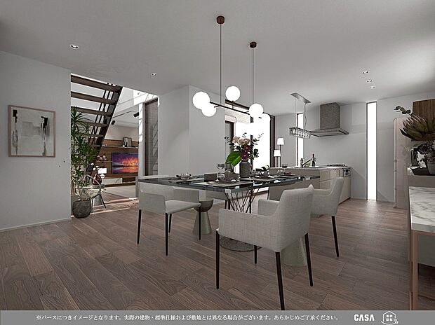 【■内観イメージ■(2号地)】コの字型で緩やかに仕切られたメリハリのあるLDK。空間の繋がりを保ちつつ、それぞれの用途に適した生活ができます！