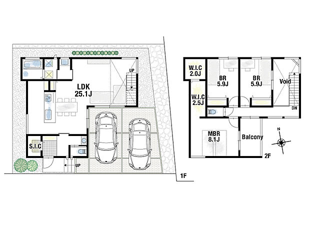 【建物プラン例】建物プラン例　3LDK、土地価格1,700万円、土地面積136.66m2、建物価格3,280万円、建物面積123.10m2