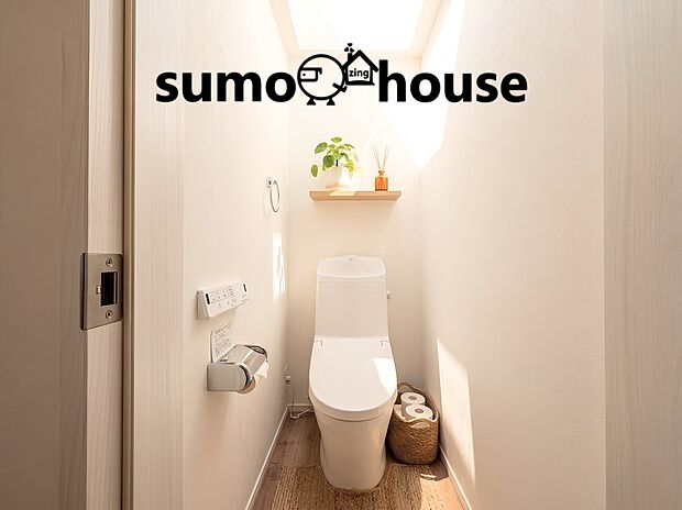 【ウォシュレットトイレ】快適にお使いいただける温水洗浄便座付きの清潔感あふれるトイレです。 (家具等はCGです)