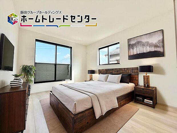 【バーチャルで家具配置】
バルコニーが洋室内にあり、お子様も日中には気持ちよくお昼寝ができますね。