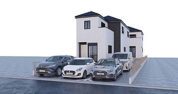 【完成予想図パース】
シンプルな配色で飽きの来ないデザインで仕上げます♪汚れも目立ちにくい外壁です♪