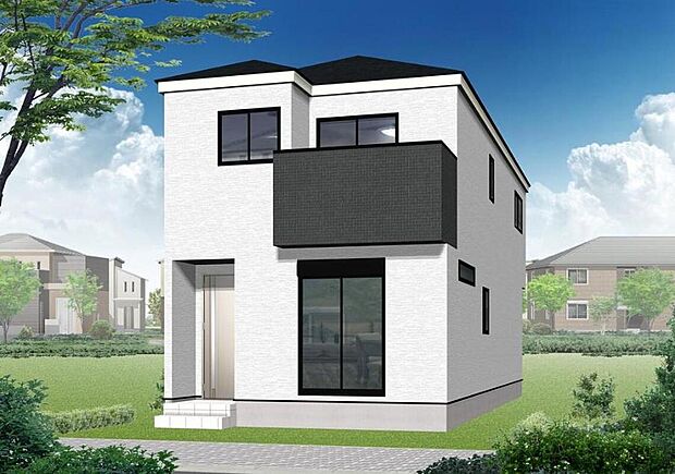 【完成予想図(外観)】完成予想パースになります。土日はもちろん、平日やお仕事の空き時間、お仕事帰りでも合わせてご見学できます♪