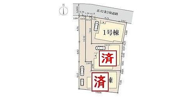 【全体区画図】大阪メトロ御堂筋線「新金岡」駅徒歩１０分の立地に限定３区画分譲開始♪カースペース２台住戸あり！