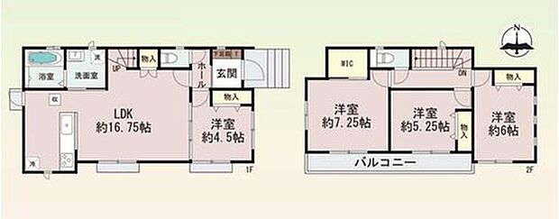 【4LDK】全居室収納付き！主寝室にはＷＩＣを設置♪
南向きワイドバルコニーでお洗濯も快適です♪